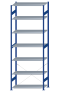 SCHULTE Steckregal, Fachbodenregale Stecksystem, Grundregal, einseitig nutzbar, H3500xB1300xT600 mm, 7 Fachböden, Fachlast 150 kg, RAL 5010 enzianblau / verzinkt