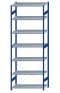SCHULTE Steckregal, Fachbodenregale Stecksystem, Grundregal, einseitig nutzbar, H3500xB1300xT600 mm, 7 Fachböden, Fachlast 250 kg, RAL 5010 enzianblau / verzinkt
