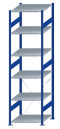 SCHULTE Steckregal, Fachbodenregale Stecksystem, Grundregal, einseitig nutzbar, H2750xB750xT800 mm, 6 Fachböden, Fachlast 150 kg, RAL 5010 enzianblau / verzinkt