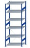 SCHULTE Steckregal, Fachbodenregale Stecksystem, Grundregal, einseitig nutzbar, H2750xB1000xT800 mm, 6 Fachböden, Fachlast 150 kg, RAL 5010 enzianblau / verzinkt