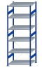 SCHULTE Steckregal, Fachbodenregale Stecksystem, Grundregal, einseitig nutzbar, H2750xB1000xT800 mm, 6 Fachböden, Fachlast 250 kg, RAL 5010 enzianblau / verzinkt