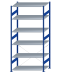 SCHULTE Steckregal, Fachbodenregale Stecksystem, Grundregal, einseitig nutzbar, H2750xB1300xT800 mm, 6 Fachböden, Fachlast 150 kg, RAL 5010 enzianblau / verzinkt