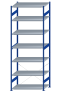 SCHULTE Steckregal, Fachbodenregale Stecksystem, Grundregal, einseitig nutzbar, H3500xB1300xT800 mm, 7 Fachböden, Fachlast 250 kg, RAL 5010 enzianblau / verzinkt