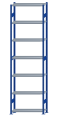 SCHULTE Steckregal, Fachbodenregale Stecksystem, Grundregal, beidseitig nutzbar, H3500xB1000xT300 mm, 7 Fachböden, Fachlast 250 kg, RAL 5010 enzianblau / verzinkt