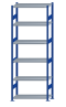 SCHULTE Steckregal, Fachbodenregale Stecksystem, Grundregal, beidseitig nutzbar, H2750xB1000xT400 mm, 6 Fachböden, Fachlast 330 kg, RAL 5010 enzianblau / verzinkt