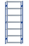 SCHULTE Steckregal, Fachbodenregale Stecksystem, Grundregal, beidseitig nutzbar, H3500xB1300xT400 mm, 7 Fachböden, Fachlast 150 kg, RAL 5010 enzianblau / verzinkt