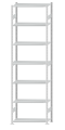 SCHULTE Steckregal, Fachbodenregale Stecksystem, Grundregal, beidseitig nutzbar, H3500xB1000xT400 mm, 7 Fachböden, Fachlast 85 kg, RAL 7035 lichtgrau