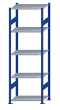 SCHULTE Steckregal, Fachbodenregale Stecksystem, Grundregal, beidseitig nutzbar, H2300xB750xT500 mm, 5 Fachböden, Fachlast 150 kg, RAL 5010 enzianblau / verzinkt