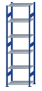 SCHULTE Steckregal, Fachbodenregale Stecksystem, Grundregal, beidseitig nutzbar, H2750xB750xT500 mm, 6 Fachböden, Fachlast 150 kg, RAL 5010 enzianblau / verzinkt