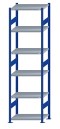 SCHULTE Steckregal, Fachbodenregale Stecksystem, Grundregal, beidseitig nutzbar, H2750xB750xT500 mm, 6 Fachböden, Fachlast 250 kg, RAL 5010 enzianblau / verzinkt