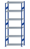 SCHULTE Steckregal, Fachbodenregale Stecksystem, Grundregal, beidseitig nutzbar, H2750xB1000xT500 mm, 6 Fachböden, Fachlast 85 kg, RAL 5010 enzianblau / verzinkt
