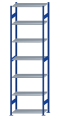 SCHULTE Steckregal, Fachbodenregale Stecksystem, Grundregal, beidseitig nutzbar, H3500xB1000xT500 mm, 7 Fachböden, Fachlast 85 kg, RAL 5010 enzianblau / verzinkt