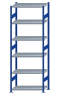 SCHULTE Steckregal, Fachbodenregale Stecksystem, Grundregal, beidseitig nutzbar, H2750xB1000xT500 mm, 6 Fachböden, Fachlast 250 kg, RAL 5010 enzianblau / verzinkt