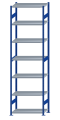 SCHULTE Steckregal, Fachbodenregale Stecksystem, Grundregal, beidseitig nutzbar, H3500xB1000xT500 mm, 7 Fachböden, Fachlast 250 kg, RAL 5010 enzianblau / verzinkt