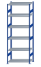 SCHULTE Steckregal, Fachbodenregale Stecksystem, Grundregal, beidseitig nutzbar, H2750xB1000xT500 mm, 6 Fachböden, Fachlast 330 kg, RAL 5010 enzianblau / verzinkt