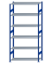 SCHULTE Steckregal, Fachbodenregale Stecksystem, Grundregal, beidseitig nutzbar, H2750xB1300xT500 mm, 6 Fachböden, Fachlast 150 kg, RAL 5010 enzianblau / verzinkt
