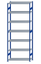 SCHULTE Steckregal, Fachbodenregale Stecksystem, Grundregal, beidseitig nutzbar, H3500xB1300xT500 mm, 7 Fachböden, Fachlast 250 kg, RAL 5010 enzianblau / verzinkt