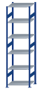 SCHULTE Steckregal, Fachbodenregale Stecksystem, Grundregal, beidseitig nutzbar, H2750xB750xT600 mm, 6 Fachböden, Fachlast 150 kg, RAL 5010 enzianblau / verzinkt