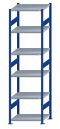 SCHULTE Steckregal, Fachbodenregale Stecksystem, Grundregal, beidseitig nutzbar, H2750xB750xT600 mm, 6 Fachböden, Fachlast 250 kg, RAL 5010 enzianblau / verzinkt