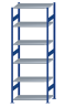 SCHULTE Steckregal, Fachbodenregale Stecksystem, Grundregal, beidseitig nutzbar, H2750xB1000xT600 mm, 6 Fachböden, Fachlast 85 kg, RAL 5010 enzianblau / verzinkt