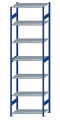 SCHULTE Steckregal, Fachbodenregale Stecksystem, Grundregal, beidseitig nutzbar, H3500xB1000xT600 mm, 7 Fachböden, Fachlast 85 kg, RAL 5010 enzianblau / verzinkt