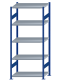 SCHULTE Steckregal, Fachbodenregale Stecksystem, Grundregal, beidseitig nutzbar, H2300xB1000xT600 mm, 5 Fachböden, Fachlast 250 kg, RAL 5010 enzianblau / verzinkt