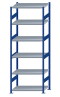 SCHULTE Steckregal, Fachbodenregale Stecksystem, Grundregal, beidseitig nutzbar, H2750xB1000xT600 mm, 6 Fachböden, Fachlast 330 kg, RAL 5010 enzianblau / verzinkt