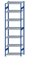SCHULTE Steckregal, Fachbodenregale Stecksystem, Grundregal, beidseitig nutzbar, H3500xB1000xT600 mm, 7 Fachböden, Fachlast 330 kg, RAL 5010 enzianblau / verzinkt