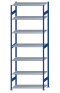 SCHULTE Steckregal, Fachbodenregale Stecksystem, Grundregal, beidseitig nutzbar, H3500xB1300xT600 mm, 7 Fachböden, Fachlast 150 kg, RAL 5010 enzianblau / verzinkt