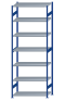 SCHULTE Steckregal, Fachbodenregale Stecksystem, Grundregal, beidseitig nutzbar, H3500xB1300xT600 mm, 7 Fachböden, Fachlast 250 kg, RAL 5010 enzianblau / verzinkt