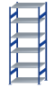 SCHULTE Steckregal, Fachbodenregale Stecksystem, Grundregal, beidseitig nutzbar, H2750xB1000xT800 mm, 6 Fachböden, Fachlast 150 kg, RAL 5010 enzianblau / verzinkt