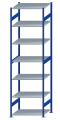 SCHULTE Steckregal, Fachbodenregale Stecksystem, Grundregal, beidseitig nutzbar, H3500xB1000xT800 mm, 7 Fachböden, Fachlast 150 kg, RAL 5010 enzianblau / verzinkt