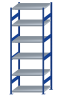 SCHULTE Steckregal, Fachbodenregale Stecksystem, Grundregal, beidseitig nutzbar, H2750xB1000xT800 mm, 6 Fachböden, Fachlast 330 kg, RAL 5010 enzianblau / verzinkt