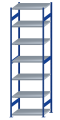 SCHULTE Steckregal, Fachbodenregale Stecksystem, Grundregal, beidseitig nutzbar, H3500xB1000xT800 mm, 7 Fachböden, Fachlast 330 kg, RAL 5010 enzianblau / verzinkt
