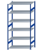 SCHULTE Steckregal, Fachbodenregale Stecksystem, Grundregal, beidseitig nutzbar, H2750xB1300xT800 mm, 6 Fachböden, Fachlast 150 kg, RAL 5010 enzianblau / verzinkt