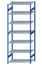 SCHULTE Steckregal, Fachbodenregale Stecksystem, Grundregal, beidseitig nutzbar, H3500xB1300xT800 mm, 7 Fachböden, Fachlast 150 kg, RAL 5010 enzianblau / verzinkt