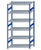 SCHULTE Steckregal, Fachbodenregale Stecksystem, Grundregal, beidseitig nutzbar, H2750xB1300xT800 mm, 6 Fachböden, Fachlast 250 kg, RAL 5010 enzianblau / verzinkt