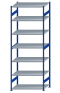 SCHULTE Steckregal, Fachbodenregale Stecksystem, Grundregal, beidseitig nutzbar, H3500xB1300xT800 mm, 7 Fachböden, Fachlast 250 kg, RAL 5010 enzianblau / verzinkt
