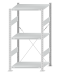 Fachbodenregal Stecksystem, Grundregal, einseitig nutzbar, H1500xB750xT600 mm, 3 Fachböden, Fachlast 150 kg, RAL 7035 lichtgrau