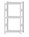 Fachbodenregal Stecksystem, Grundregal, beidseitig nutzbar, H1500xB750xT400 mm, 3 Fachböden, Fachlast 150 kg, RAL 7035 lichtgrau