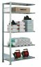 Fachbodenregal Stecksystem, Anbauregal, beidseitig nutzbar, H1000xB1300xT500 mm, 2 Fachböden, Fachlast 150 kg, sendzimirverzinkt