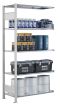 SCHULTE Steckregal, Fachbodenregale Stecksystem, Anbauregal, beidseitig nutzbar, H1800xB1000xT300 mm, 4 Fachböden, Fachlast 150 kg, RAL 7035 lichtgrau