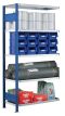 SCHULTE Steckregal, Fachbodenregale Stecksystem, Anbauregal, beidseitig nutzbar, H1800xB1000xT600 mm, 4 Fachböden, Fachlast 250 kg, RAL 5010 enzianblau / verzinkt