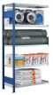SCHULTE Steckregal, Fachbodenregale Stecksystem, Anbauregal, beidseitig nutzbar, H2500xB1000xT500 mm, 6 Fachböden, Fachlast 330 kg, RAL 5010 enzianblau / verzinkt