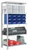SCHULTE Steckregal, Fachbodenregale Stecksystem, Anbauregal, einseitig nutzbar, H3000xB1000xT400 mm, 7 Fachböden, Fachlast 250 kg, RAL 7035 lichtgrau