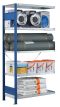 SCHULTE Steckregal, Fachbodenregale Stecksystem, Anbauregal, einseitig nutzbar, H1800xB1000xT300 mm, 4 Fachböden, Fachlast 330 kg, RAL 5010 enzianblau / verzinkt