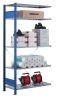 SCHULTE Steckregal, Fachbodenregale Stecksystem, Anbauregal, einseitig nutzbar, H2750xB1300xT300 mm, 6 Fachböden, Fachlast 85 kg, RAL 5010 enzianblau / verzinkt