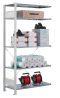 SCHULTE Steckregal, Fachbodenregale Stecksystem, Anbauregal, einseitig nutzbar, H1800xB1000xT400 mm, 4 Fachböden, Fachlast 85 kg, RAL 7035 lichtgrau