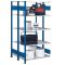 Doppelregal Stecksystem, Anbauregal, mit Längenriegel, H2500xB1000xT2x500, Fachlast 150kg, RAL 5010 enzianblau / verzinkt