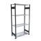 Fachbodenregal Stecksystem, Grundregal, beidseitig nutzbar, H1800xB1000xT300 mm, 4 Fachböden, Fachlast 330 kg, schwarz / verzinkt